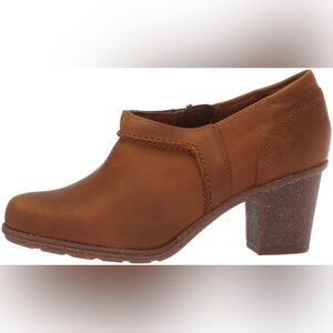 Clarks Sashlin Aleta Tan Leather Heeled Bootie Mules Size 9